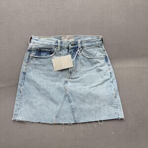 Everlane Reconstructed Denim Skirt Womens 25 High Rise Light Blue Wash Raw Hem